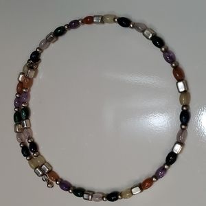 Gemstone choker necklace in sterling silver.  13 inches